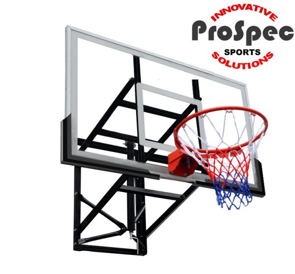 PROSPEC Official Size Tempered Glass Basketball Hoop System Wall
