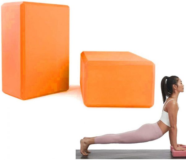Set of 2 Yoga Block Fuchsia Foam Yoga Block Joga Block Pilates Fitness in  Orange 